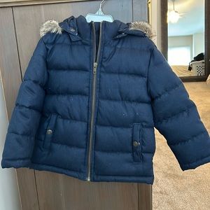 Janie and Jack navy coat with fur hood